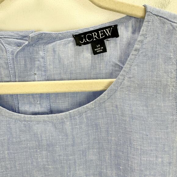 J.Crew Petite Maxine Button Back Dress Linen Shift Mini French Blue Large - Picture 7 of 12